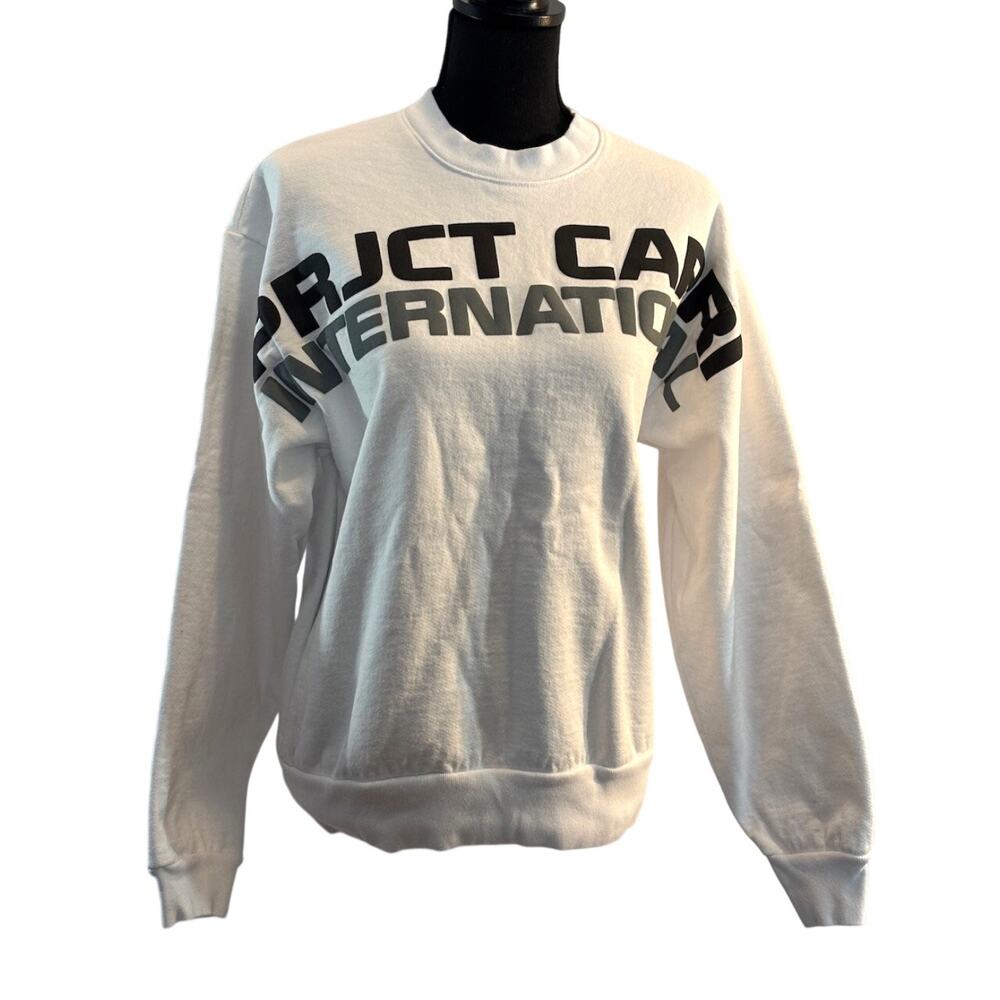 Project Capri International 100% Cotton Sweatshirt White Black LOGO Unisex S
